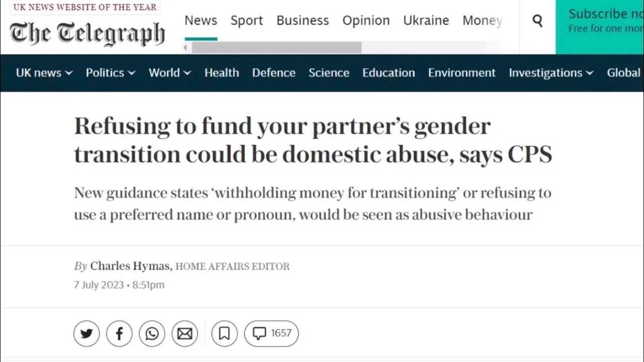 Refusing To Fund Partners Transition Could Be A Crime In UK