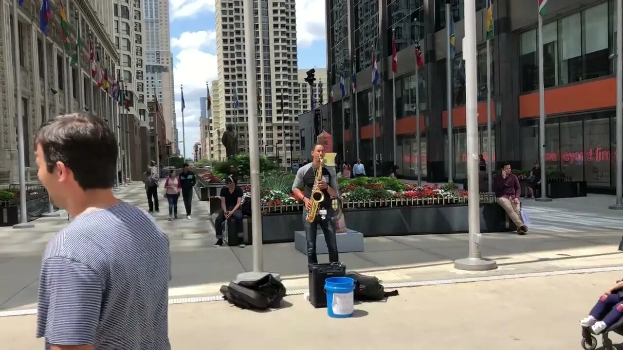 Street saxophone player