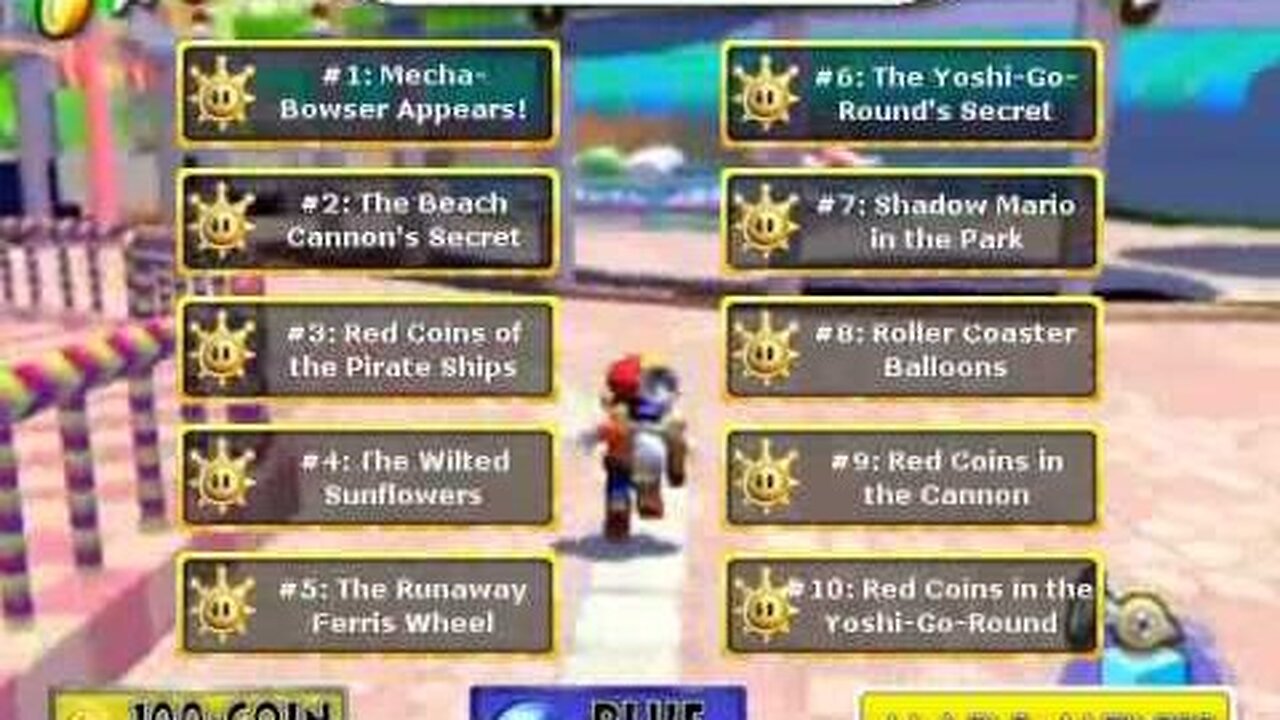 Pinna Park Mission Select - Super Mario Sunshine Walkthrough