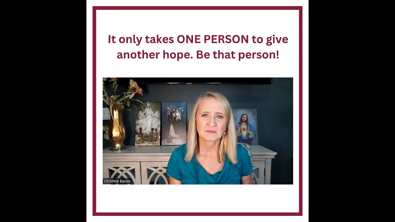 It only takes ONE PERSON to give another hope. Be that person!