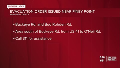 Evacuation alert issued for residents living near Piney Point in Manatee County