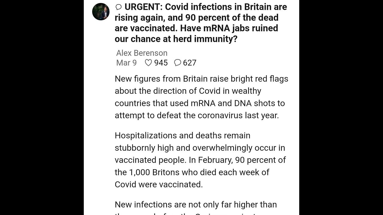 90% of ALL covid deaths in the UK are the Vaccinated
