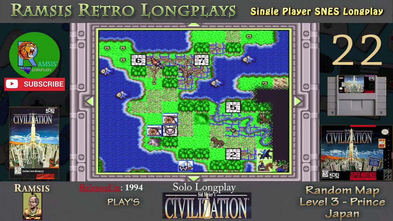 Sid Meier's Civilization | 1994 | SNES | Prince | Random | Japan - Episode #22 | Longplay