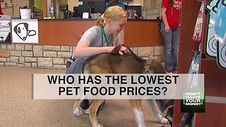 Who has the lowest pet food prices?