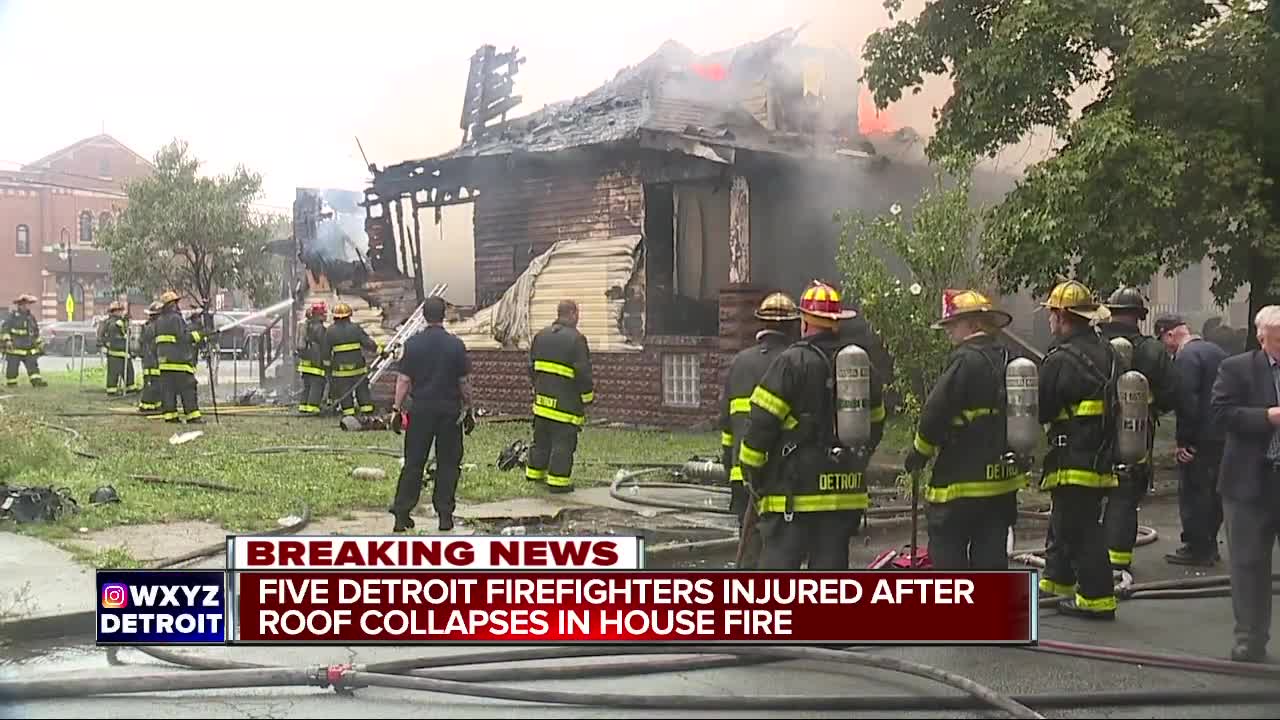 5 Detroit firefighters injured after house collapses during fire