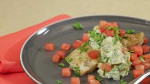 Halibut with Watermelon Tzatziki