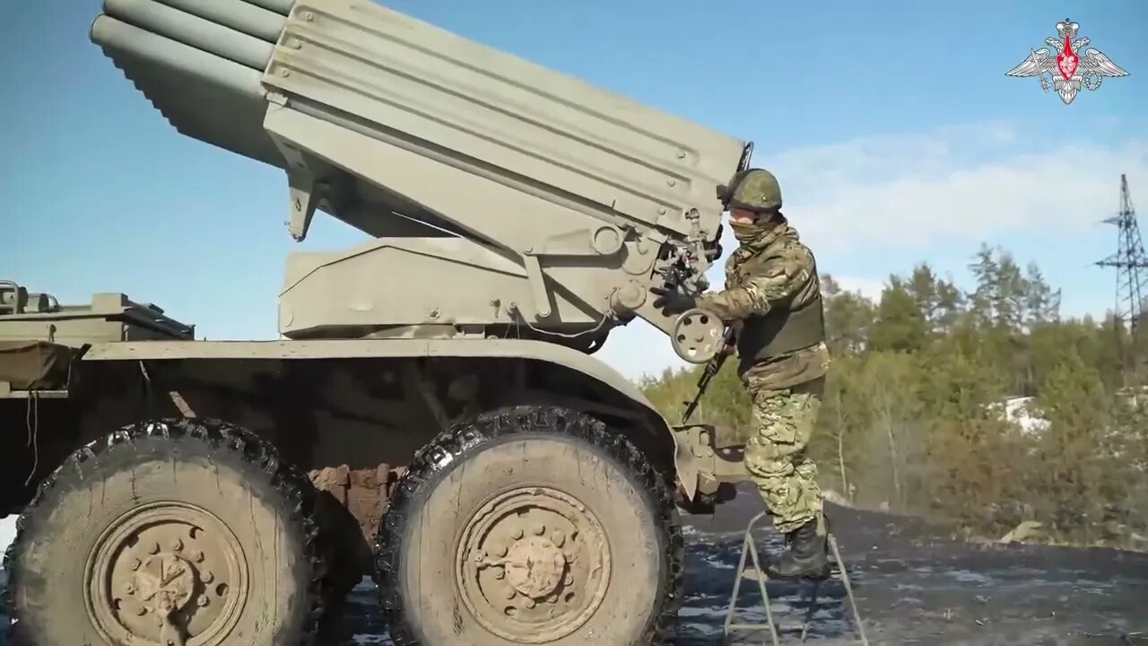 MoD Russia: Incessant Grad: MLRS crews launch artillery strike at AFU camouflaged positions.