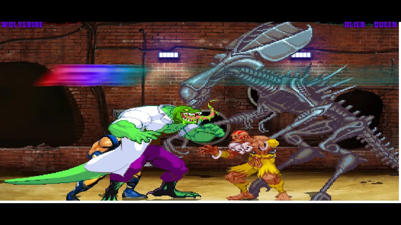 Mugen: Lizardman/Wolverine vs Dhalsim/Alien Queen