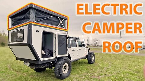 My Truck Camper Roof Lift's 2 FEET with the Touch of a Button - Scissor Lift with Actuators