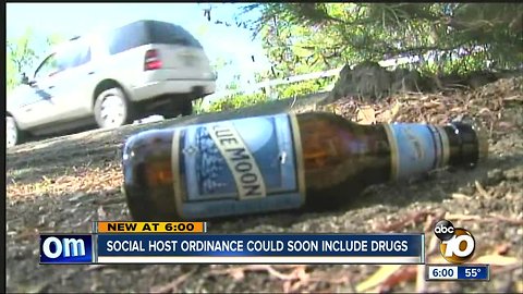 City's social host ordinance could soon include drugs