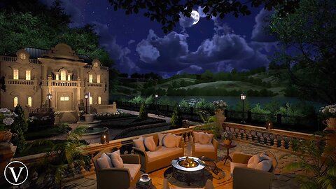 Regal Manor Garden | Night Ambience | Firepit, River & Countryside Nature Sounds