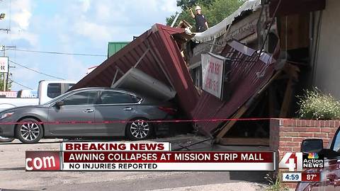 Awning collapses in Mission, no one injured