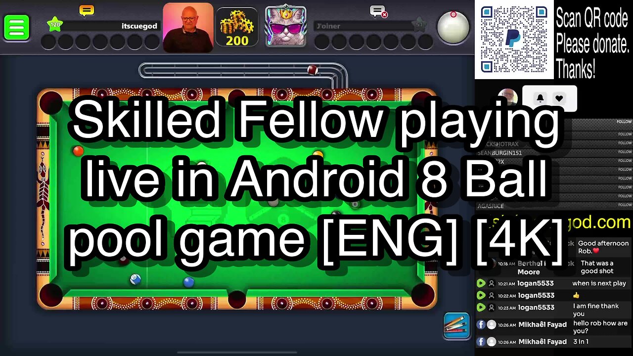 Skilled Fellow playing live in Android 8 Ball pool game [ENG] [4K] 🎱🎱🎱 8 Ball Pool 🎱🎱🎱