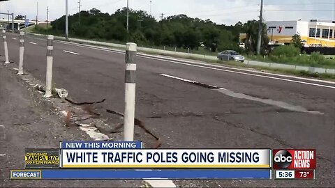 White traffic poles going missing in the Tampa Bay area