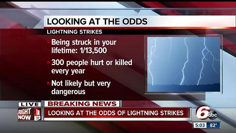 What are the odds of being struck by lightning?