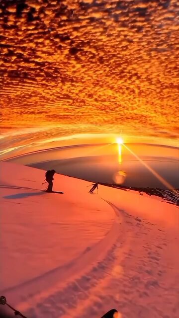 Ice skating amidst breathtaking scenery under the sky ⛷️