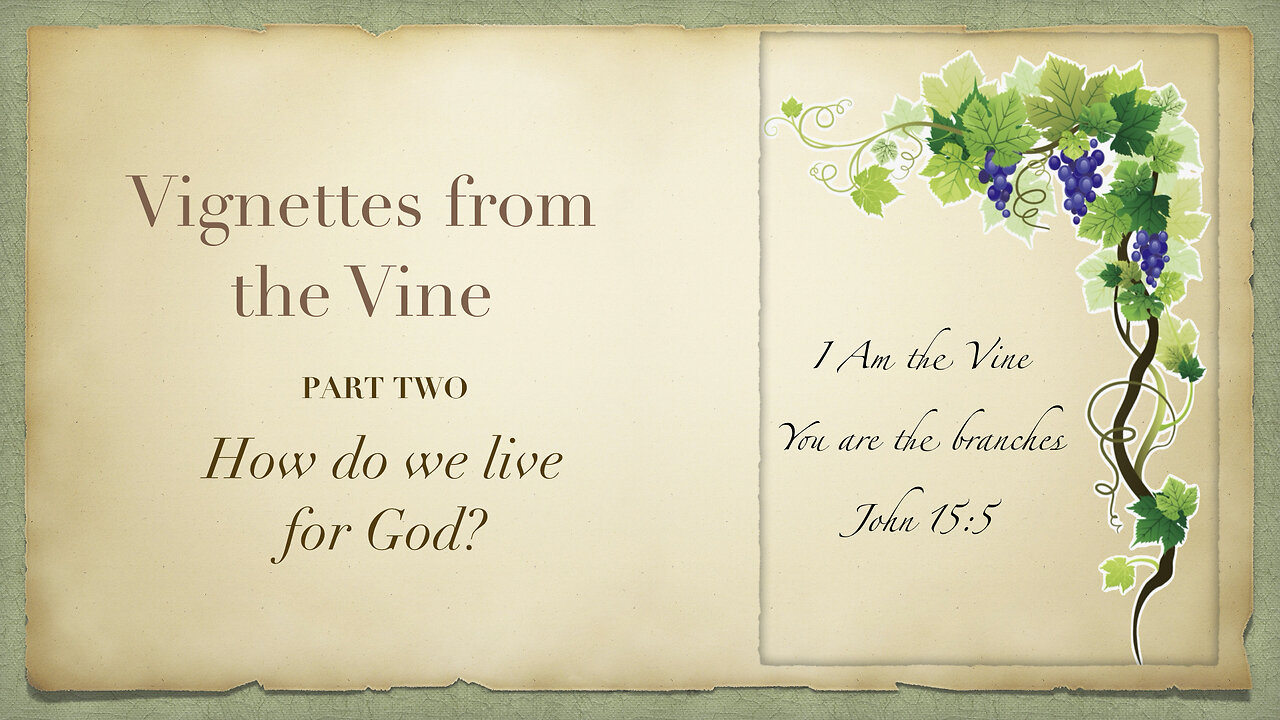 Vignette Two: How do we live for God? July 22, 2024