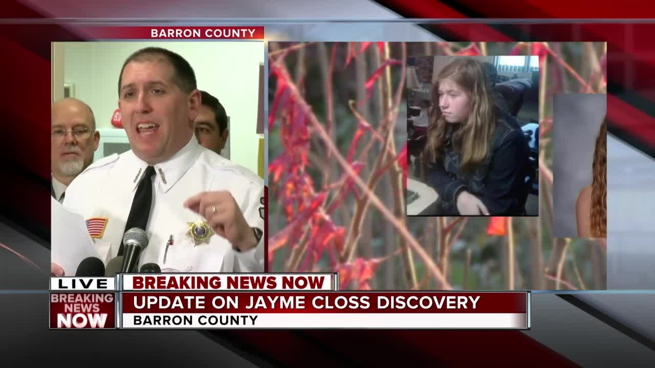 JAYME CLOSS: First full news conference following the discovery of the Barron, Wisconsin missing teen