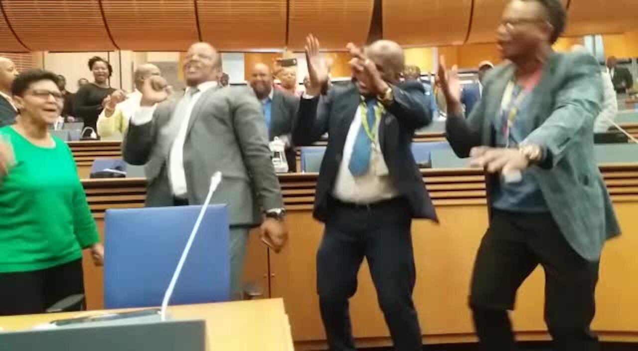 SOUTH AFRICA - Cape Town - Dan Plato is elected as City of Cape Town Mayor (cell phone video) (w3f)