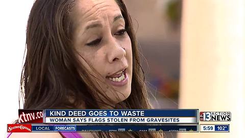 Woman says flags were stolen from gravesites