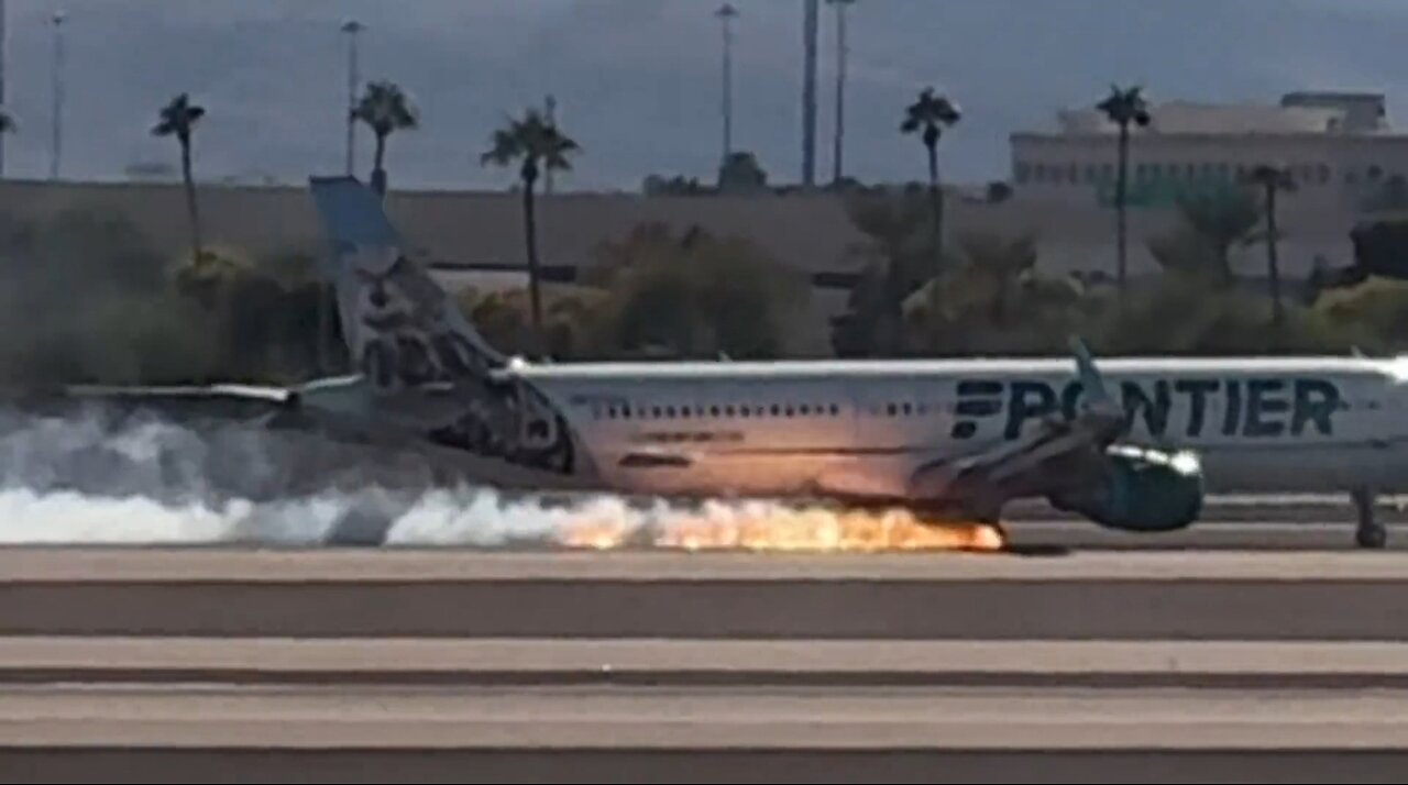 Frontier Airlines Plane Lands While On FIRE