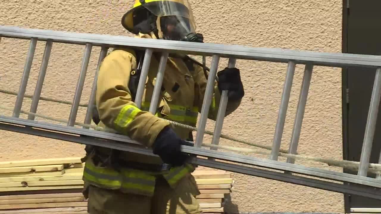 WEB EXTRA: Palm Beach County student trains on ladder drill