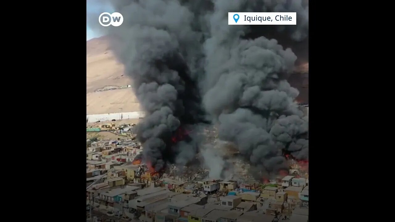 At least 100 homes were destroyed and dozens left homeless after a fire broke out in a Chile slums.