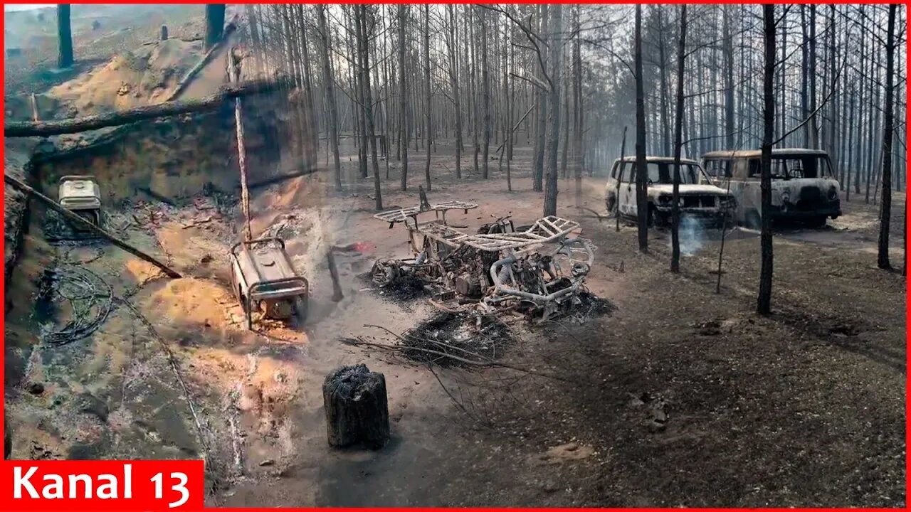 Russians’ position in forest is struck - Vehicles, dugouts, food, ammunition engulfed in flames