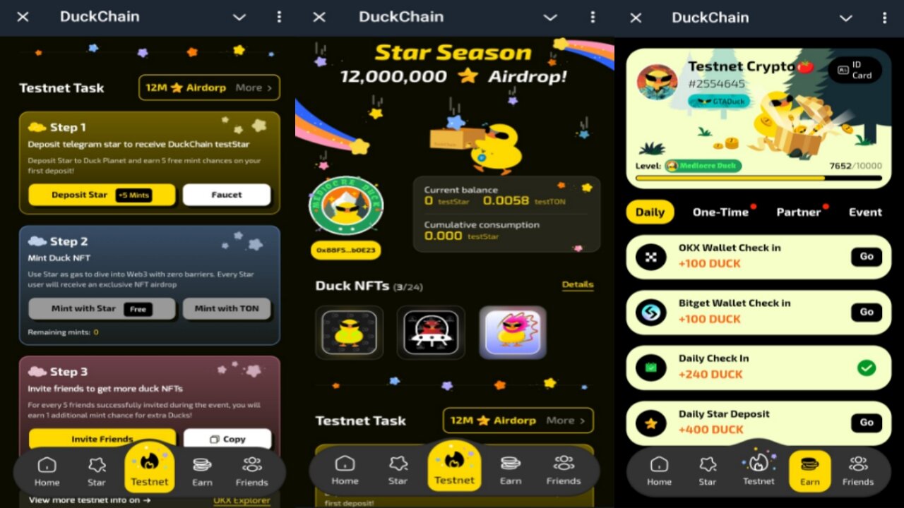 DuckChain | How To Mint Free Duck NFTs | Start Participating In The Star Season Testnet & Faucet
