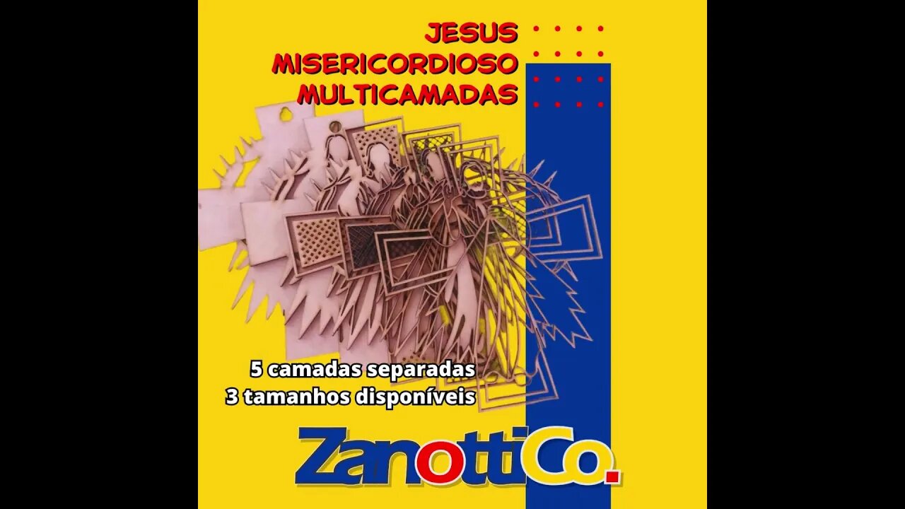 Cruz Jesus Misericordioso Multicamadas (5 camadas) em MDF cru