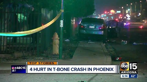 Four people hurt in t-bone crash in Phoenix