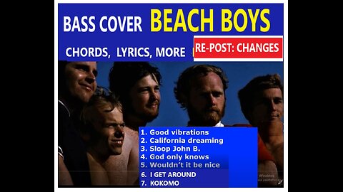 Bass cover BEACH BOYS __ Chords, Lyrics, MORE