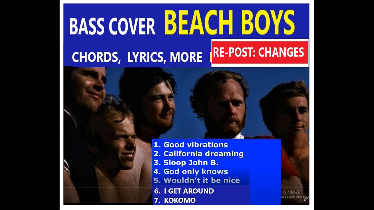 Bass cover BEACH BOYS __ Chords, Lyrics, MORE