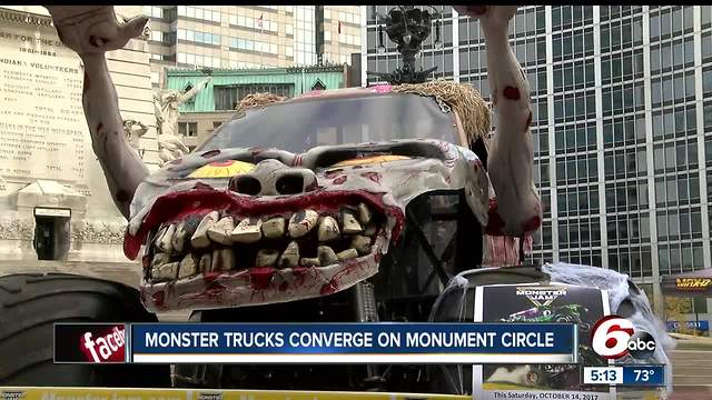 Monster trucks take over Monument Circle in Indianapolis