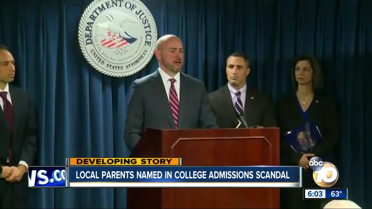 Two San Diegans named in college admissions scandal