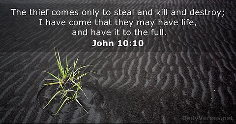 Verse Of The Day : John 10:10 NLT The Thief's Purpose Is To Steal And Kill And Destroy