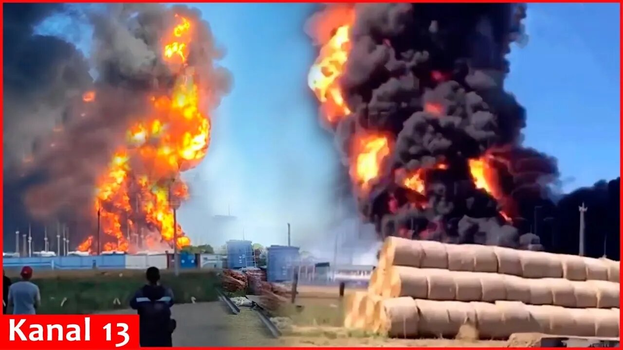 Strong fire at on oil base hit by Ukrainian army in Rostov continues for third day