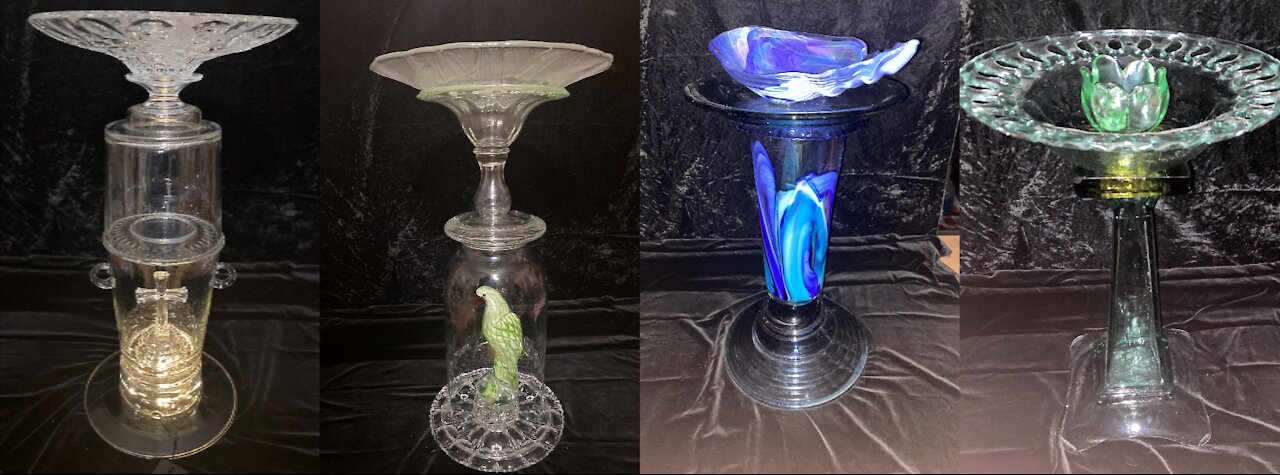 Art glass birdbaths