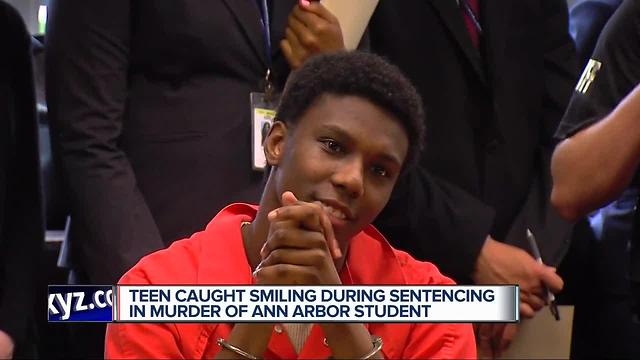 Teen caught smiling during sentencing in murder of Ann Arbor student