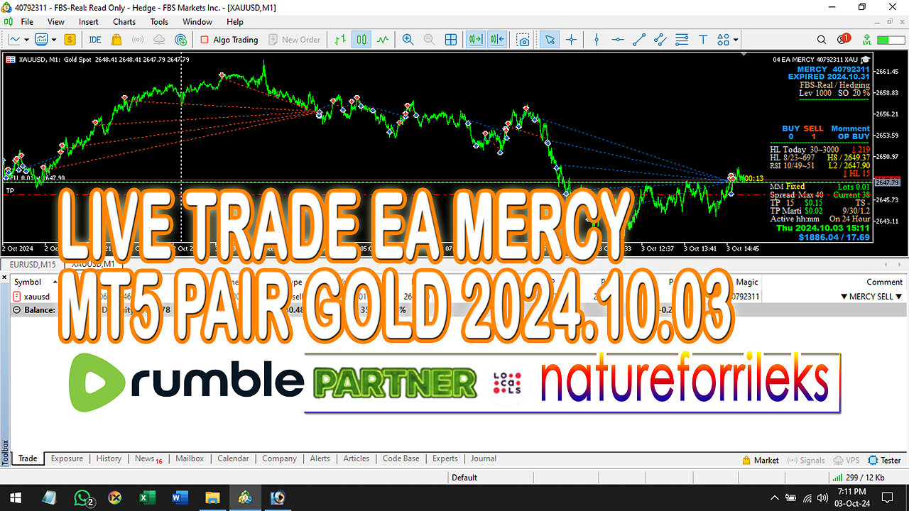 LIVE TRADE EA MERCY MT5 GOLD 2024-10-03