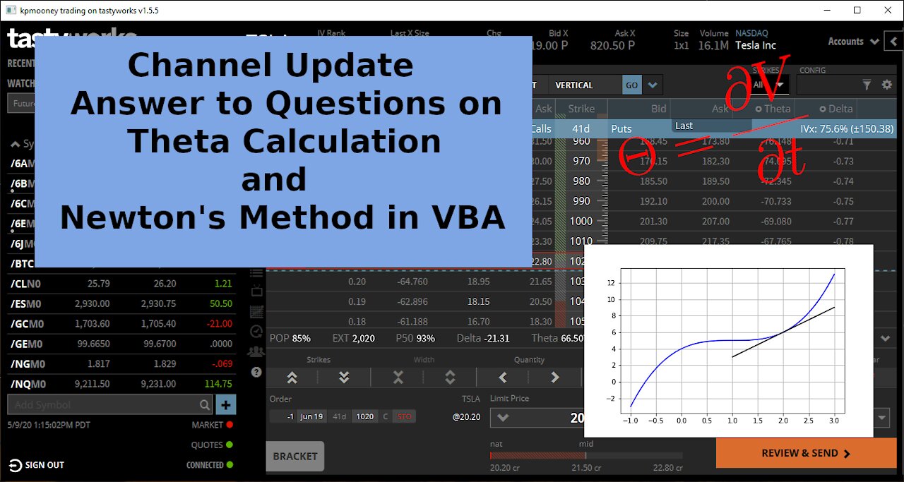 Channel Update, Answer to Questions on Theta Calculation and Newton's Method in VBA