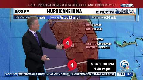 Category 4 Hurricane Irma's winds remain at 155 mph