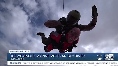 Veteran skydives for 100th birthday