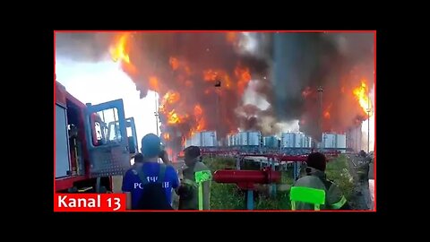 “Run away, it’ll explode”- Next footage of fierce fire continuously raging an oil base hit in Russia