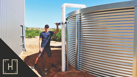 Rainwater Harvesting Downspouts For A 28,000 Gallon Water Tank & RAINWATER FOOTAGE!