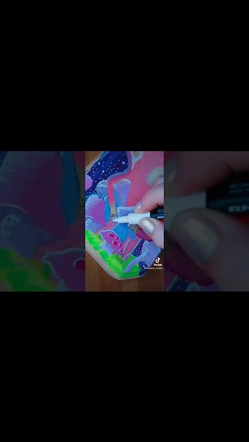 WOODGRAIN MUSHROOM CREATURE WITH GOUACHE #gouachepainting #woodart #jellygouache