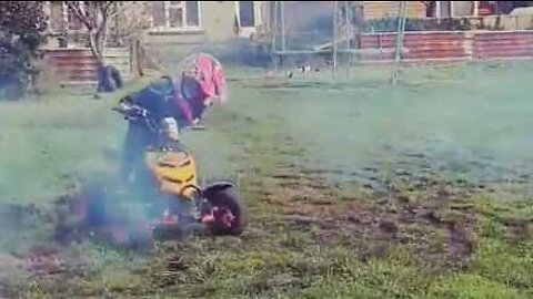 3-year-old girl rides ATV like nobody's business!