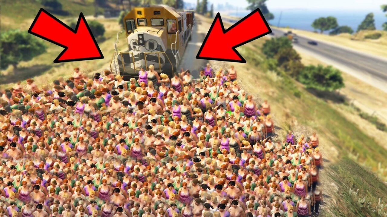 CAN 1000+ PEOPLE STOP THE TRAIN IN GTA 5?