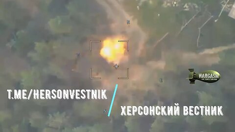 Russian Lancet kamikaze drone hits a Grad MLRS launcher