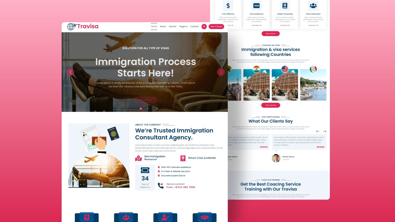 Responsive Visa & Immigration Website Design || HTML, CSS & JS